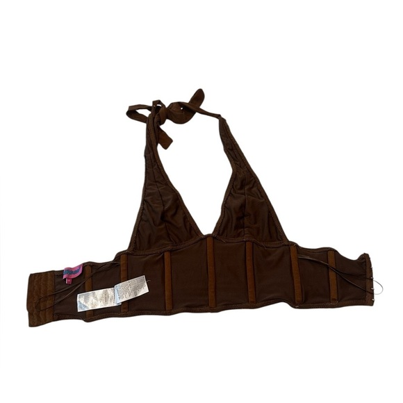 Edikted Brown Mesh Halter Corset Crop Top XS - Picture 6 of 10